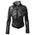 Diane Von Furstenberg Ruffle Moto Jacke aus schwarzem Leder  ref.499445