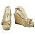 Louis Vuitton White Mini Lin Monogram Canvas Décolleté con tacco a zeppa 37 Multicolore