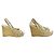 Louis Vuitton White Mini Lin Monogram Canvas Décolleté con tacco a zeppa 37 Multicolore - vista 5