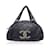 Chanel Bolsa Bowling Boliche Cinza Escuro Couro Acolchoado CC Logo  ref.501094