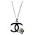 Chanel CC 08A GHW Logo Camellia Enamel Black Necklace with box Golden Metal  ref.501532