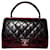 Chanel Vintage top handle Lambskin Bag. Black Leather  ref.501558