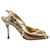 Dolce & Gabbana Peep-Toe-Python-Sandalen aus goldfarbenem Leder Golden  ref.502205