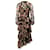 Vestido midi Zimmermann Wavelength Floral em camadas com babados e amarração na cintura em seda preta Preto  ref.502272