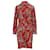 Diane Von Furstenberg Vestido Camisa Estampa Vermelha Brilhante com Cinto Vermelho Seda  ref.502631