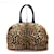 [Used] Yves Saint Laurent rivegauche (YSL) Easy Handbag Leopard print Brown Black Leather Nylon  ref.503657