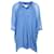 Diane Von Furstenberg Vestido Camisa Solta em Seda Azul  ref.504400