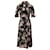 Erdem Rose Print Short Sleeved Midi Dress in Black Silk  ref.504411