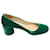 Prada 90mm Block Heels in Green Velvet  ref.504458