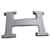 Hermès Schleife 5382 silber matt grau sandgestrahltes Metall  32mm neu Stahl  ref.505066