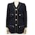 VINTAGE CHANEL JACKET CHAIN BUTTONS S 36 NAVY BLUE WOOL TWEED JACKET  ref.505832