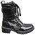 Botines Twin Set de piel negra con relieve de cocodrilo Negro