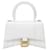 Balenciaga Bolso Hourglass XS de piel repujada de cocodrilo brillante blanca Blanco Cuero  ref.512386