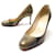 CHRISTIAN LOUBOUTIN OSTRICH LEAF LEATHER SHOES 37 OSTRICH LEG SHOES Golden Ostrich leather  ref.513837
