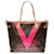 Stupenda borsa tote Louis Vuitton Neverfull MM in tela monogram edizione limitata V Fuchsia "Saint-Tropez" Marrone  ref.514309