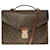 Erhabener Vintage Louis Vuitton Dokumentenhalter aus braunem Monogram Canvas, garniture en métal doré Leinwand  ref.514680