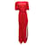 Autre Marque Saloni Annie Gathered Jacquard Maxi Dress in Red Silk  ref.514818