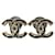 Chanel CC B15Brincos GHW Esmalte Preto Logo V Metal  ref.516023