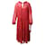 See by Chloé See by Chloe Tiered Gathered Midi Dress in Red Cotton Silk-Blend Crepon  ref.516932