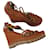Chloé Camel leather wedge sandals, 37,5. Caramel  ref.517059