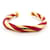Hermès VINTAGE HERMES TORSADE BRACELET 14 CM RED LIZARD LEATHER & GOLD PLATED BANGLE Golden Metal  ref.517725