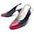VINTAGE CHANEL SHOES PUMPS 39 6 TWO-TONE BLUE AND RED LEATHER SHOES  ref.517733