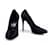 Rochas Black Satin Slim High Heel Classic Pumps Tacones Zapatos - Talla 39.5 Negro Satén  ref.518329