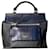 Vionnet Handtasche mit abnehmbarer Tasche und Schulterriemen Schwarz Marineblau Leder  ref.519598