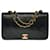 Timeless Wunderschöne Chanel Classique Handtasche mit durchgehender Klappe aus schwarzem, gestepptem Lammleder, garniture en métal doré  ref.521133