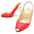 CHRISTIAN LOUBOUTIN SHOES SLINGBACK PUMPS 37 FLUORESCENT PINK LEATHER SHOES  ref.521176