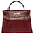 Magnífico bolso Hermès Kelly 32 devuelto en cuero burdeos (Rojo h), adornos de metal chapado en oro  ref.521752