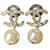 Chanel CC B15V logo crystal pearl drop classic large earrings in box Golden Metal  ref.522749