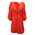 Céline Mini abito Celine a pois in viscosa rossa Rosso Fibra di cellulosa  ref.523381