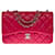 Timeless Splendid Chanel Classic flap bag with gussets in raspberry quilted lambskin, Garniture en métal argenté, Pink Leather  ref.525601