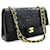 Chanel 2.55 lembo foderato 10Tracolla "Chain Bag Nera Classica Agnello Nero Pelle  ref.525627
