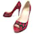 CHRISTIAN LOUBOUTIN SHOES LIPS PUMPS 40 RED BLACK LIPS SHOES Cloth  ref.526097