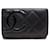 COIN PURSE CHANEL CAMBON LOGO CC IRIDESCENT BLACK QUILTED LEATHER WALLET  ref.526113