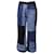 Victoria Beckham Patchwork-Jeans mit weitem Bein aus blauer Baumwolle  ref.526292