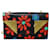 Bolso de hombro con cadena y estampado floral de Saint Laurent en piel de becerro negra Cuero Negro  ref.526326