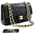 Chanel 2.55 solapa forrada 9Bolso de hombro "Chain" Bolso de piel de cordero negro Cuero  ref.526747