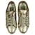 Ratón Dolce & Gabbana DS8009 Zapatillas deportivas con ribete de gamuza beige de cuero plateado 37 Plata  ref.526927