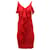 DressValentino Ruffle Midi Dress in Red Silk  ref.527157