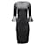 Alice + Olivia Vestido midi decote careca com mangas flare em viscose preta Preto Poliéster  ref.527211