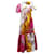 Erdem Palomina Gestuftes Midikleid mit Blumenmuster aus mehrfarbigem Leinen Python drucken Baumwolle  ref.527244