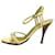 FENDI sandálias sapatos sapatos de couro trançado 37.5 senhoras de ouro marfim Dourado  ref.527499