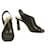 Sergio Rossi Black Leather Logo Sandálias com salto aberto bico fino sz 37, sapatos Preto Couro  ref.527724