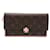 Louis Vuitton Monogram Portofeuil Flower Long Wallet Brown Leather  ref.528185