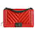 Chanel boy bag Red Leather  ref.528572
