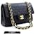 Chanel 2.55 gefütterte Klappe 9"Chain Shoulder Bag Black Lambskin Schwarz Leder  ref.529686