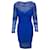 Versace Ruched Mesh Dress in Blue Polyamide  Nylon  ref.530021